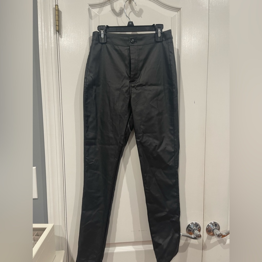 Black faux leather pants new with tags